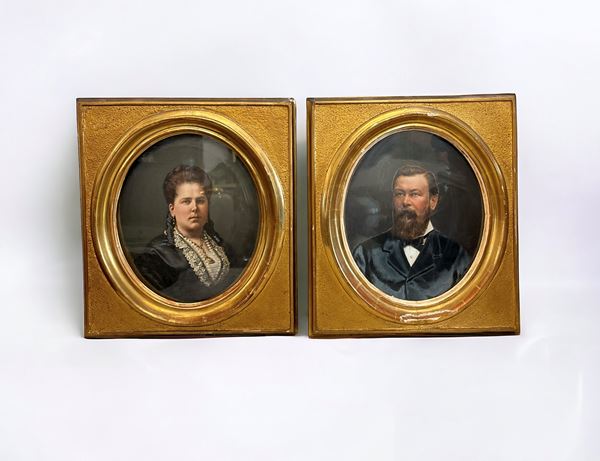 Pair of portraits of him and her