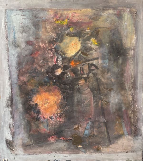 Astratto grigio  (1982)  - olio su tavola - Asta Opere provenienti dall'Accademia Internazionale di Arte Moderna (AIAM) - Web Only - DAMS Casa d'Aste