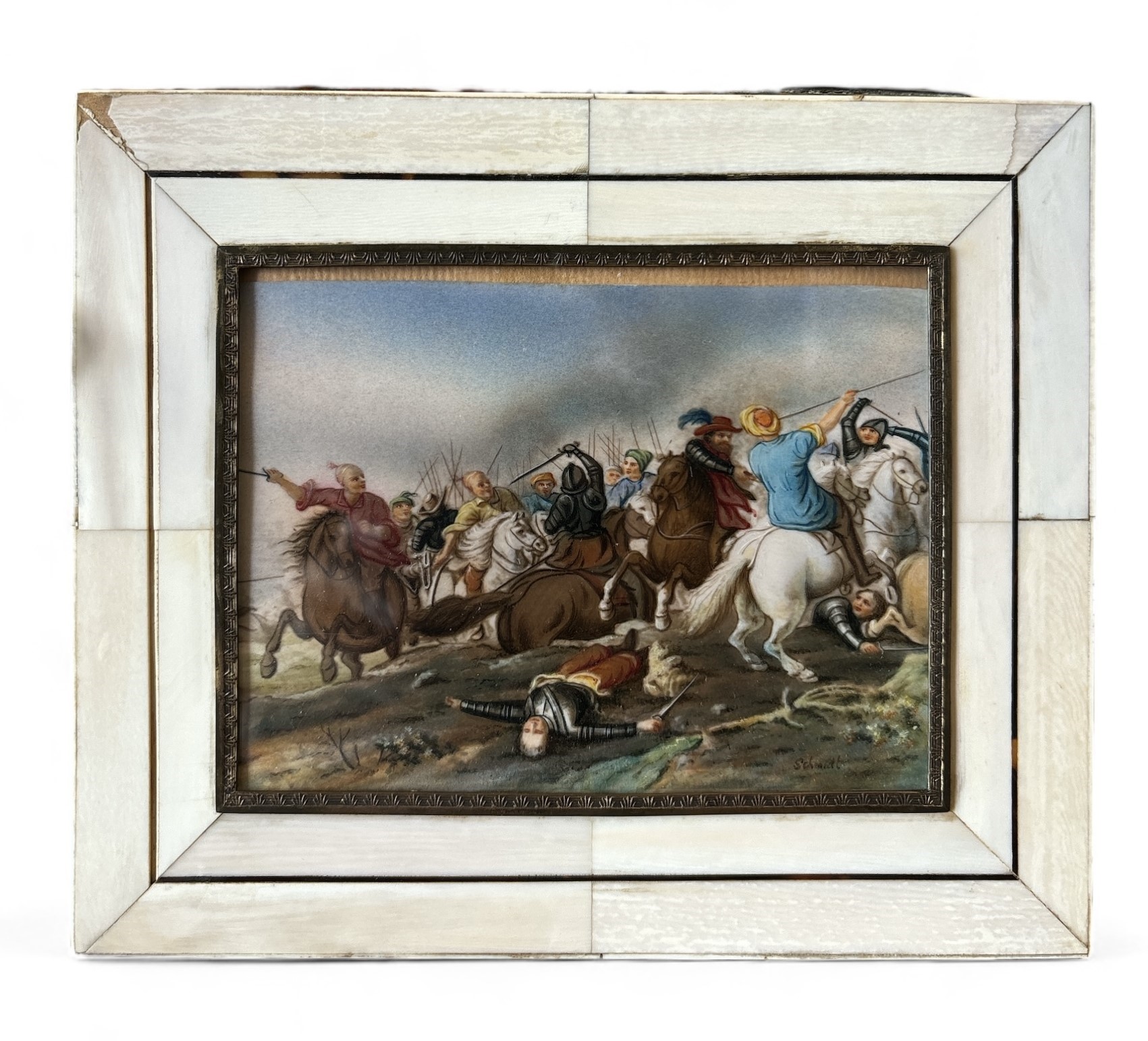 Coppia di miniature su madreperla