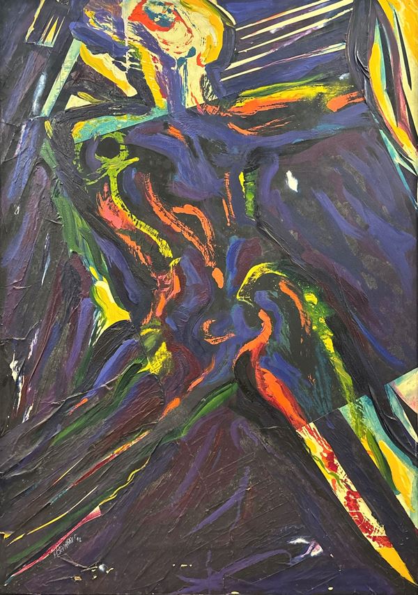 Davide  - tecnica mista su tela - Asta Opere provenienti dall'Accademia Internazionale di Arte Moderna (AIAM) - Web Only - DAMS Casa d'Aste