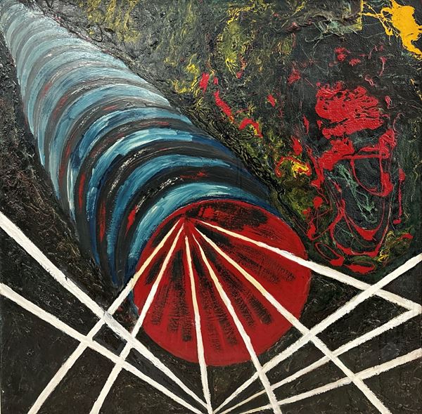 Fran&#231;ois Benoit : Quarta dimensione  - olio su tela - Asta Opere provenienti dall'Accademia Internazionale di Arte Moderna (AIAM) - Web Only - DAMS Casa d'Aste