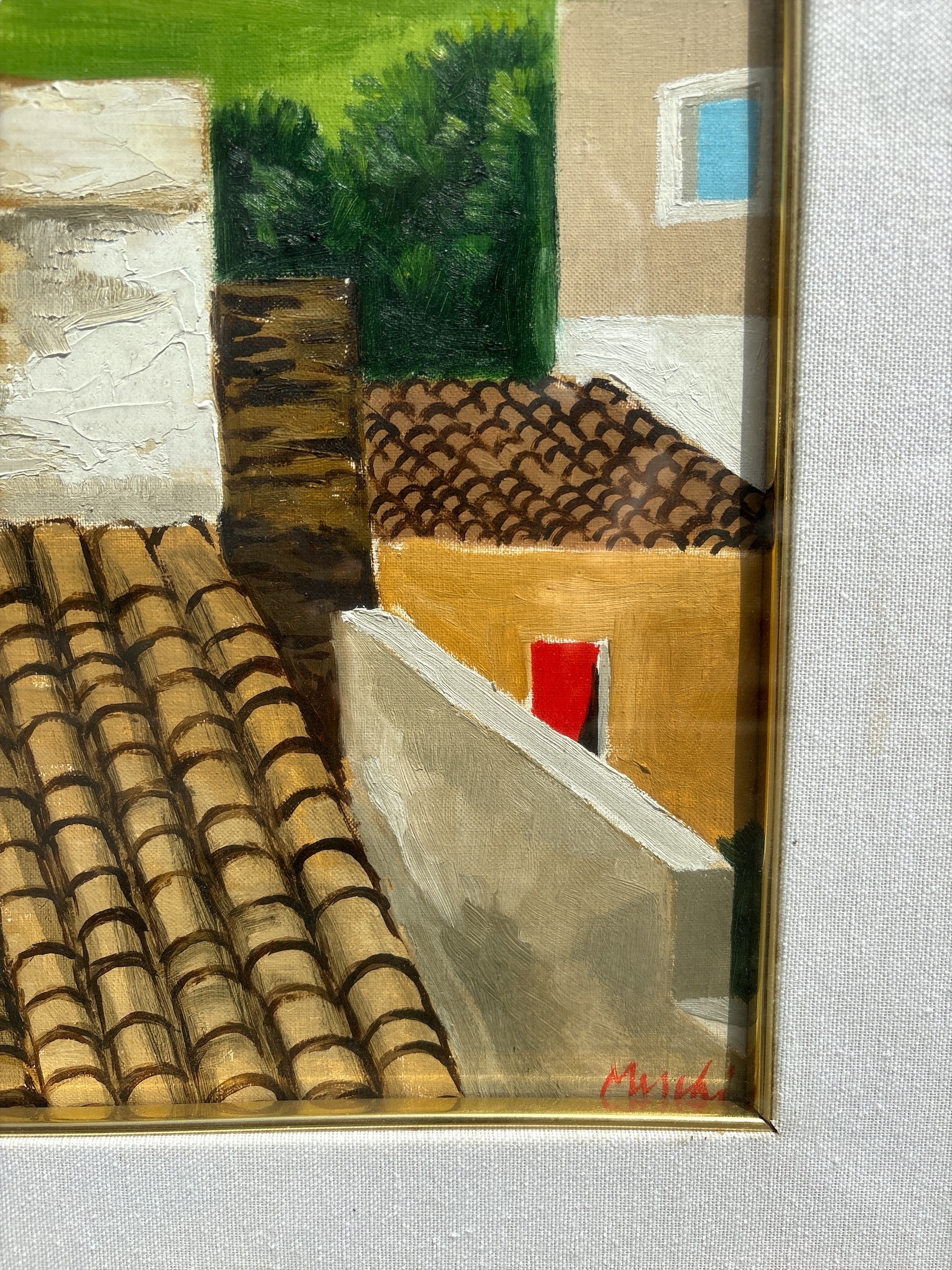 Renzo Meschis - Tetti, olio su tela