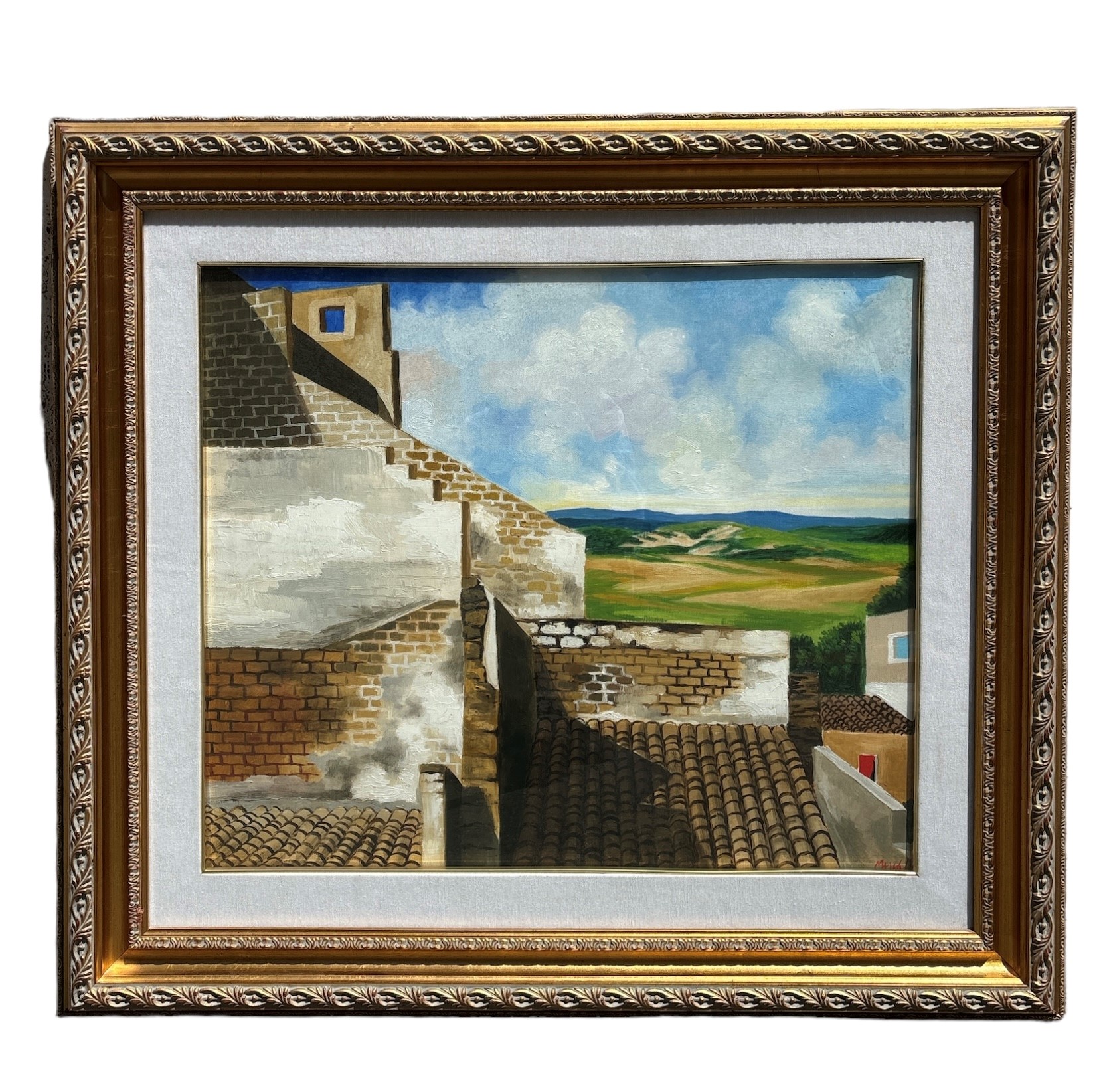 Renzo Meschis - Tetti, olio su tela