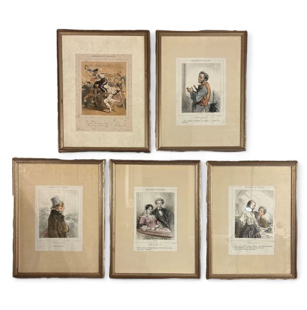 Alfred L&#233;on Lemercier : Serie di cinque litografie tratte da "Masques et viasges"  - litografia - Auction Brocantage Natalizio - DAMS Casa d'Aste
