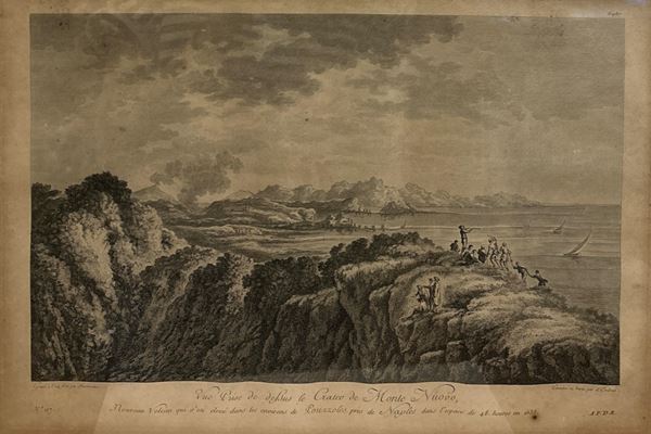 Jean Claude Richard Abb&#232; de Saint - Non : Vue prise de dessus le Crateau de Monte Nuovo  (1781 - 87 e succ.)  - acquaforte - Auction Brocantage Natalizio - DAMS Casa d'Aste