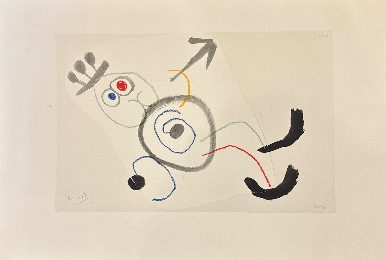 Juan Mirò i Ferrà - Due Stampe Offset - a' Carmine Benincasa; Personaggio Surrealista