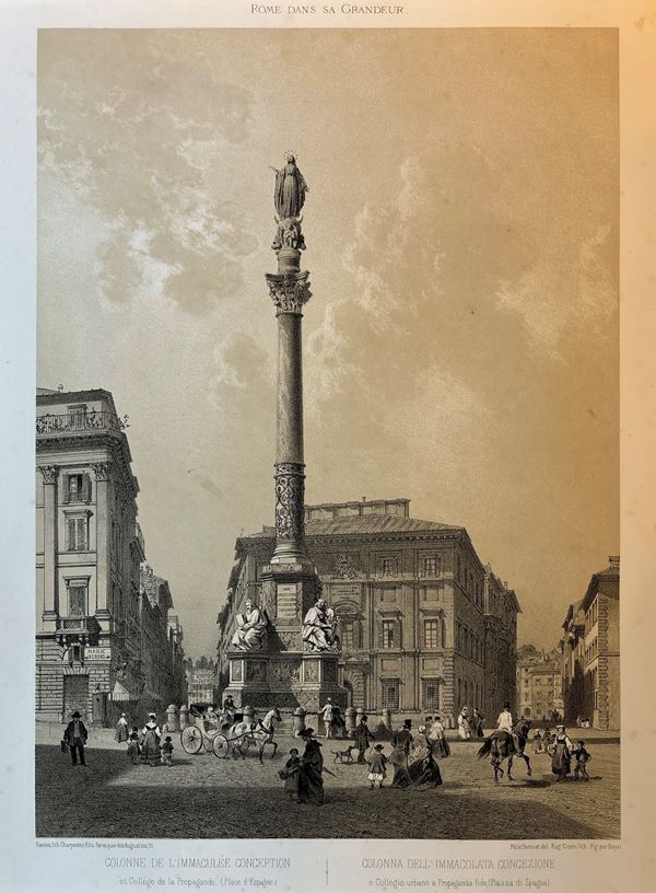 Felix  Benoist : Colonna dell'Immacolata concezione  (1870 e succ)  - litografia - Auction Brocantage Natalizio - DAMS Casa d'Aste