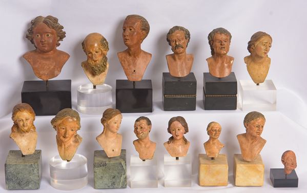 14 volti da presepe  (Manifattura napoletana, fine XVIII secolo)  - Auction Art Décor -  Web Only - DAMS Casa d'Aste