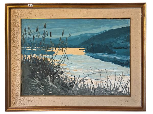 Mario Berrino : Paesaggio fluviale  - olio su tela - Asta Multipli d'autore & Affordable art del XX secolo - DAMS Casa d'Aste