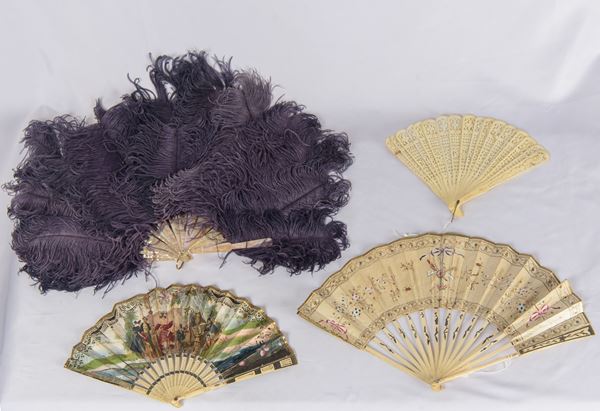 Quattro ventagli  - carta dipinta, osso e madreperla - Auction Brocantage Natalizio - DAMS Casa d'Aste