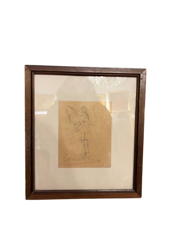 Lorenzo Viani : Il pittore  - grafite su carta - Asta Multipli d'autore & Affordable art del XX secolo - DAMS Casa d'Aste