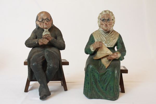  Coppia di personaggi  (Fine XIX secolo)  - Auction Brocantage Natalizio - DAMS Casa d'Aste