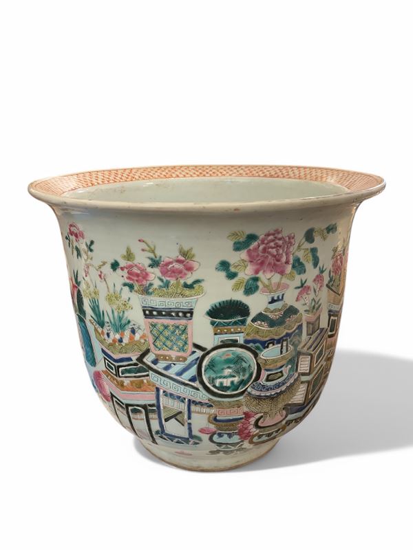 Cachepot raffigurante "Le cento città"  (XX secolo)  - ceramica policroma - Asta Arte Classica & Art Nouveau - DAMS Casa d'Aste