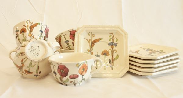 Sei tazze e sei piatti da tè  (seconda metà el XX secolo)  - ceramica - Auction Brocantage Natalizio - DAMS Casa d'Aste