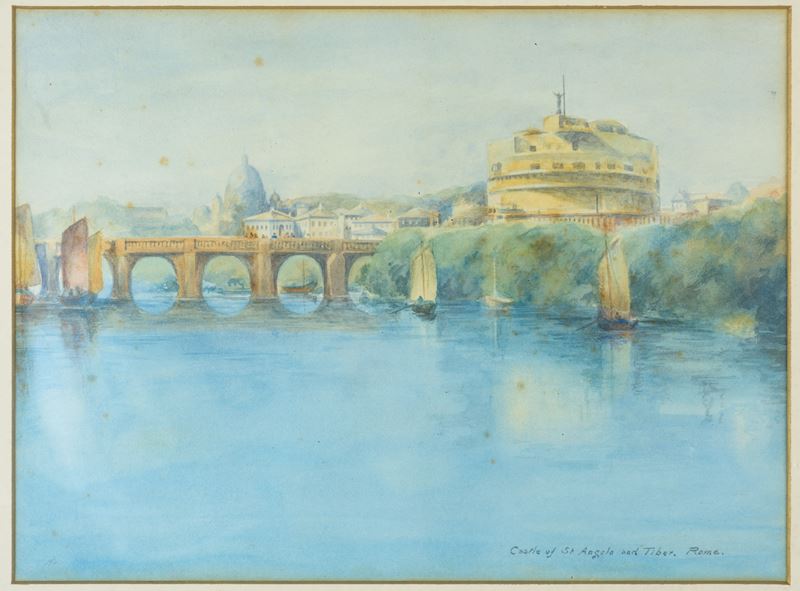 Castel Sant’Angelo, acquerello su carta (fine  XIX - inizio XX secolo)