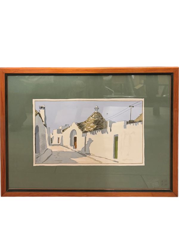 Aldo Riso : Trulli  - serigrafia su carta - Asta Multipli d'autore & Affordable art del XX secolo - DAMS Casa d'Aste