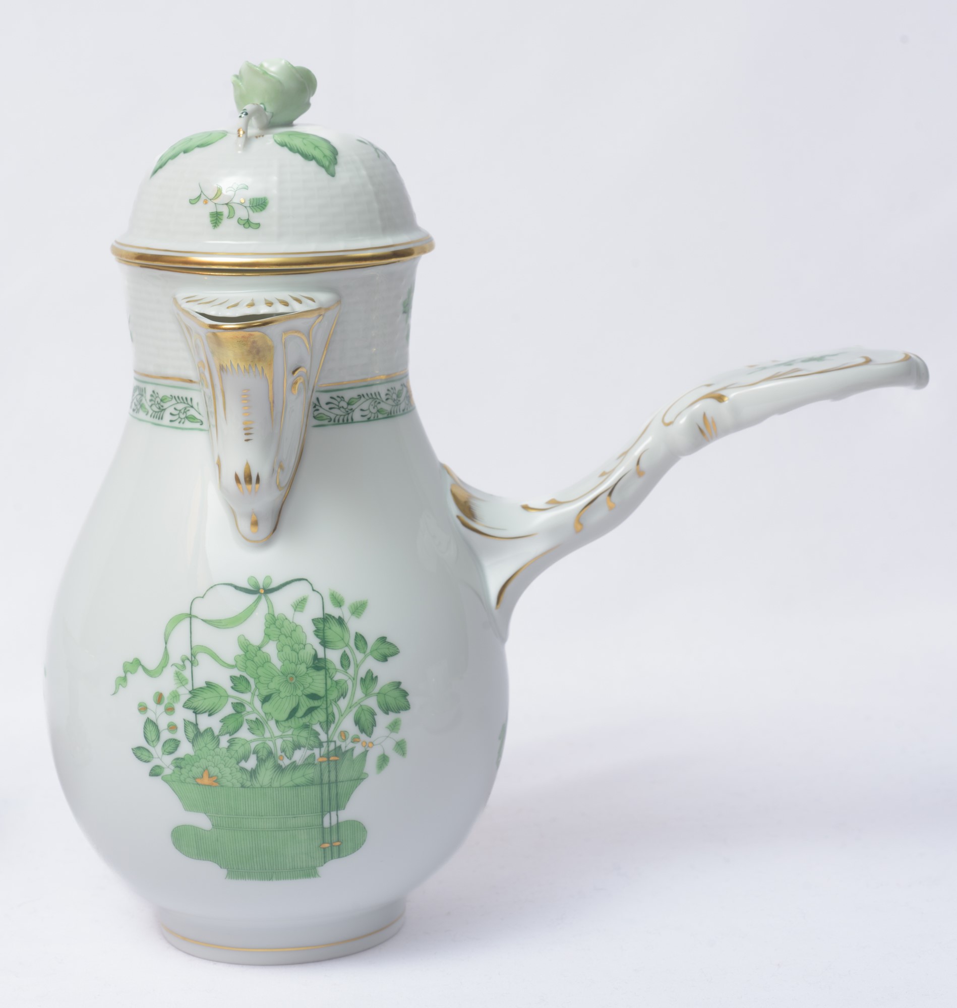 Herend - Servizio per 6 persone da cioccolata calda, mod. Kiyoshi Flower Basket