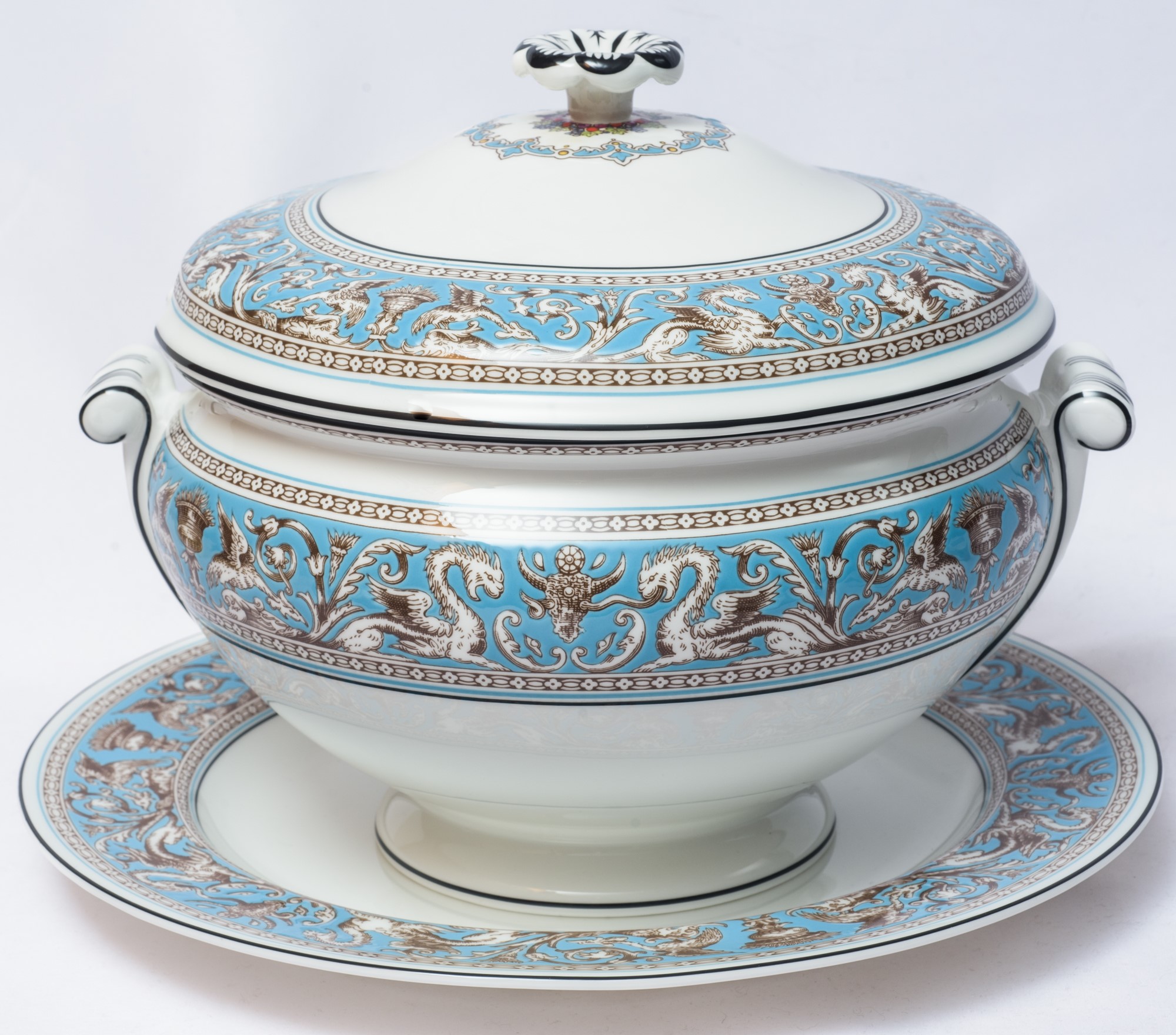 WEDGWOOD - Servizio di piatti per 12 persone, mod. Florentine Turquoise