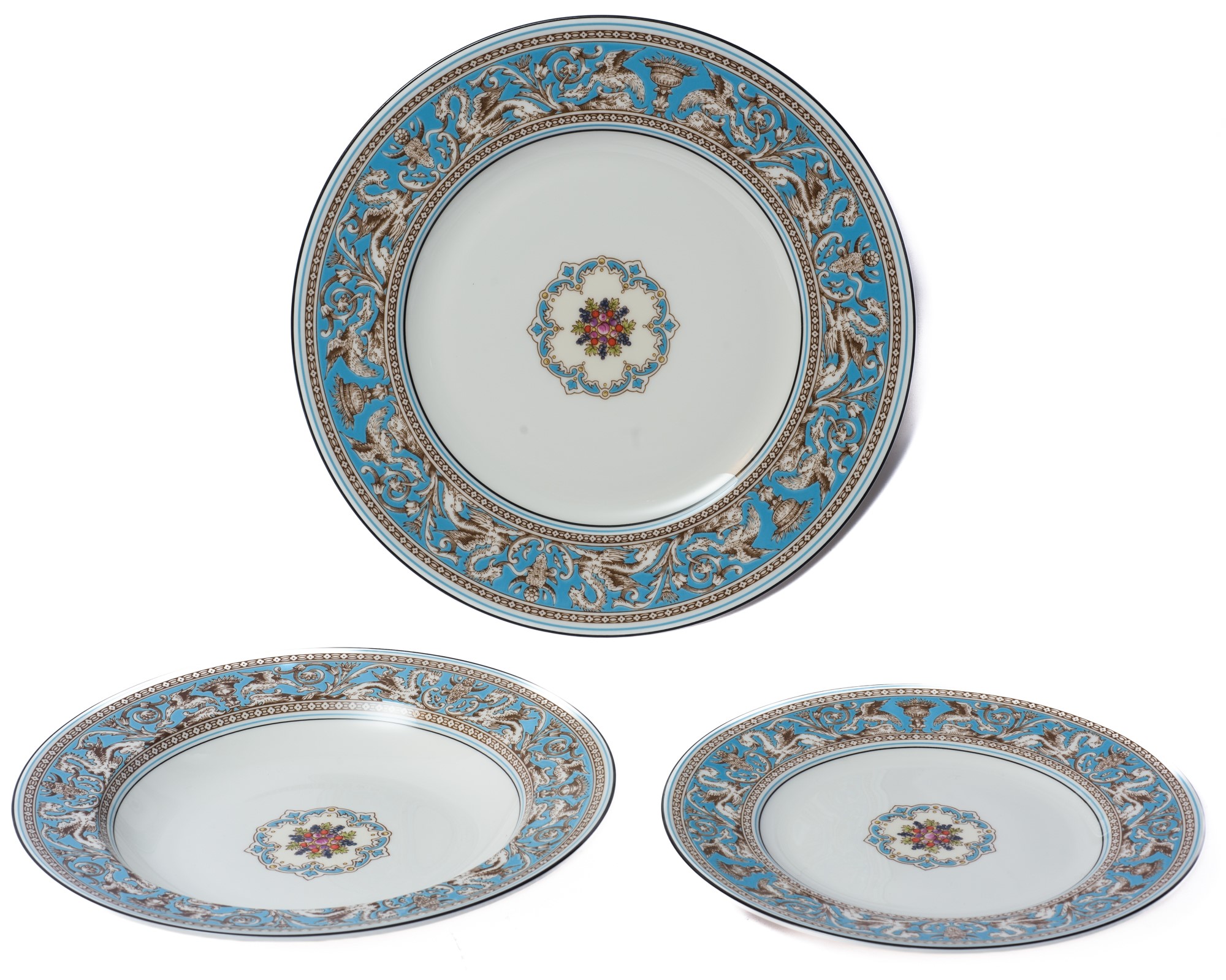WEDGWOOD - Servizio di piatti per 12 persone, mod. Florentine Turquoise