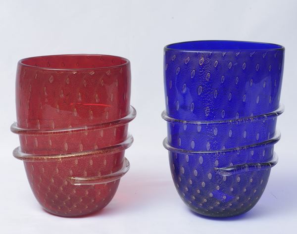 Dogi di Murano - Due vasi  (XX secolo)  - Foglia oro e vetro di Murano - Auction Art de la Table - DAMS Casa d'Aste