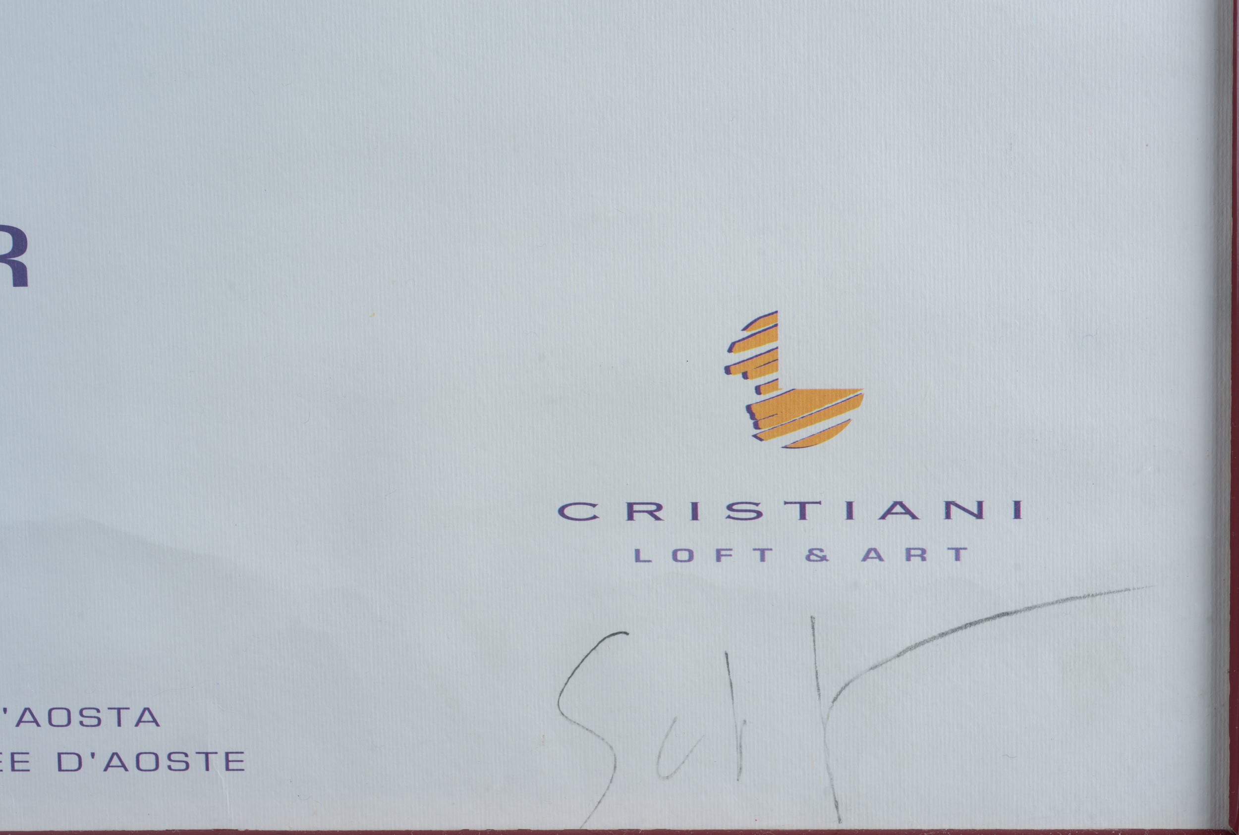 Manifesto autografato Mostra Schifano Courmayeur