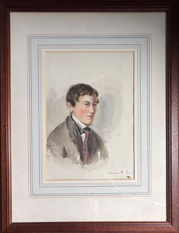 Ritratto di Gentiluomo  (Scuola inglese, fine XIX secolo)  - acquerello su carta - Auction Brocantage - Summer Edition  - DAMS Casa d'Aste
