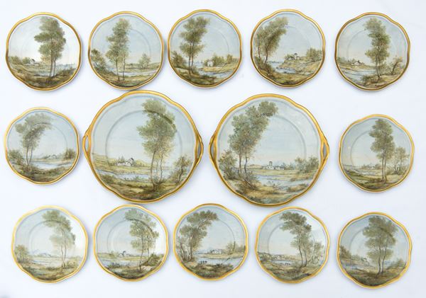 Set di 12 piattini e 2 piatti - Castelli