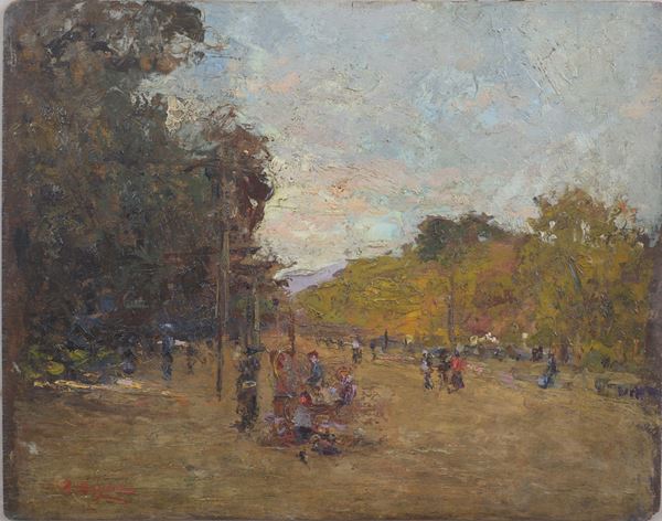 Raffaele Ragione - Veduta di un parco parigino