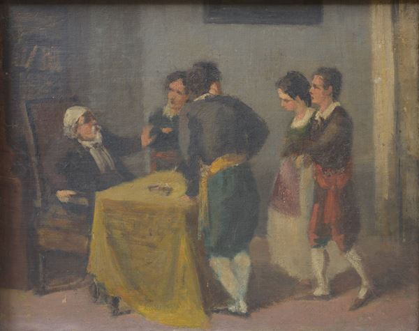 Pittore della fine del XIX secolo - Scena d'interno