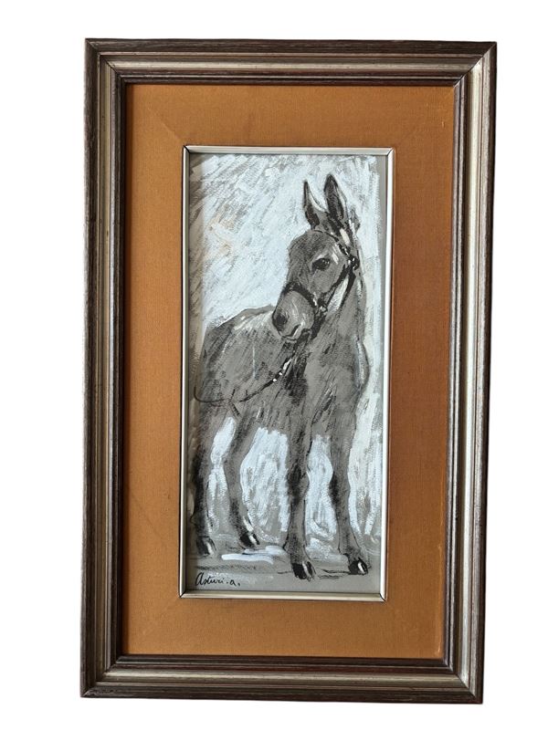 Antonio Asturi : L'asinello  (1972)  - tempera su carta - Auction Affordable art of the 20th century - DAMS Casa d'Aste