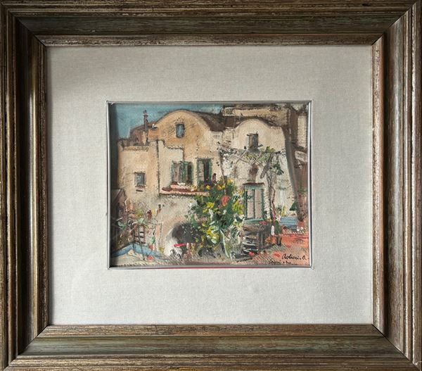 Antonio Asturi - Paesaggio casa in alto su scala