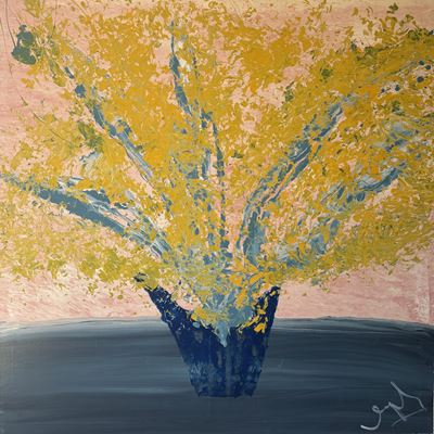 Vaso di mimose, olio su tela (1991)
