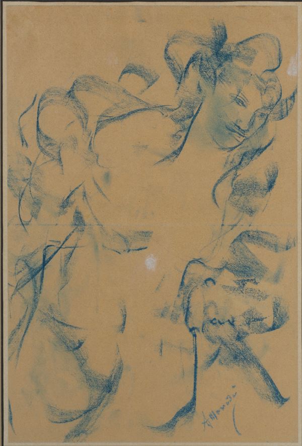 Antonio Mancini - Nude in blue