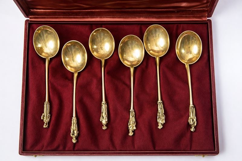 Set di cucchiai in argento Vermeille
