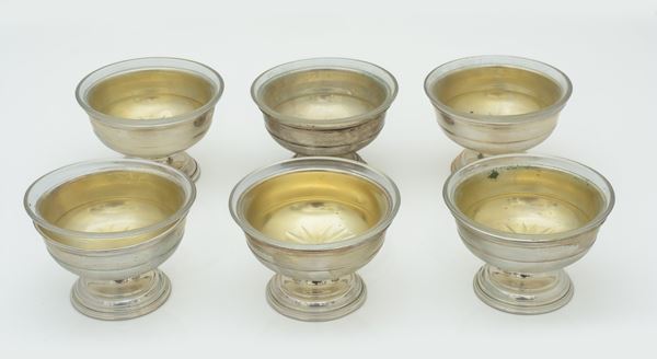 Sei coppe in argento Vermeille