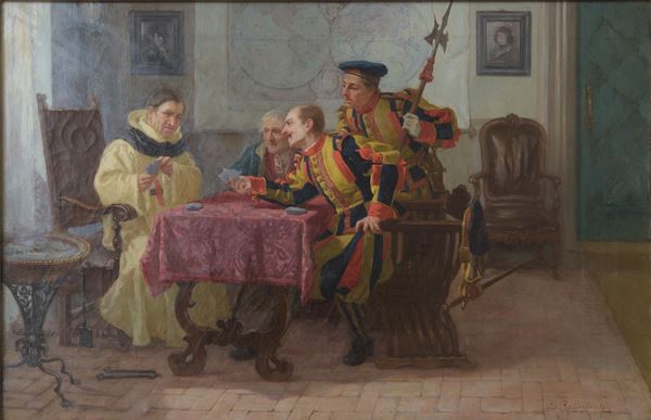 Scena di interno con giocatori di carte