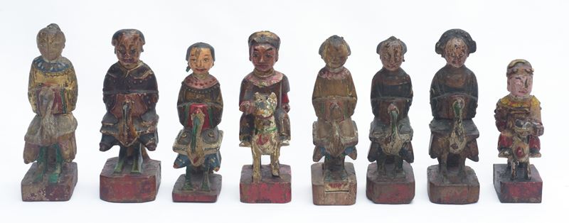 Serie di 8 sculture taoiste