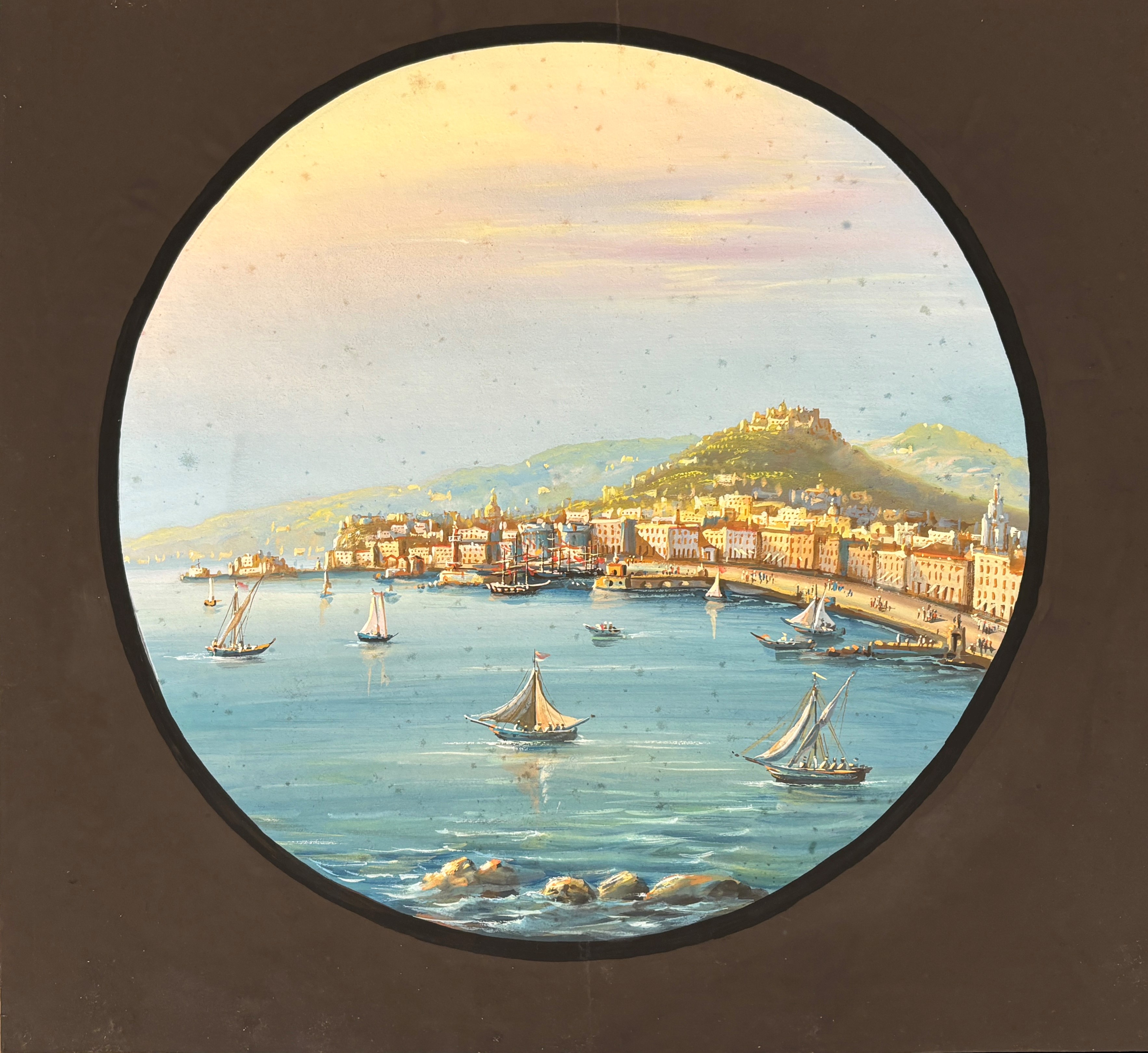 Coppia di Gouaches - Veduta di Ischia e Veduta di Procida