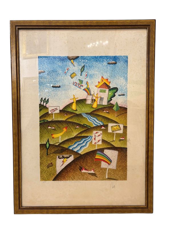 Giuliano Ghelli : La raggiunse seguendo segnali irresistibili  - litografia - Auction Affordable art of the 20th century - DAMS Casa d'Aste