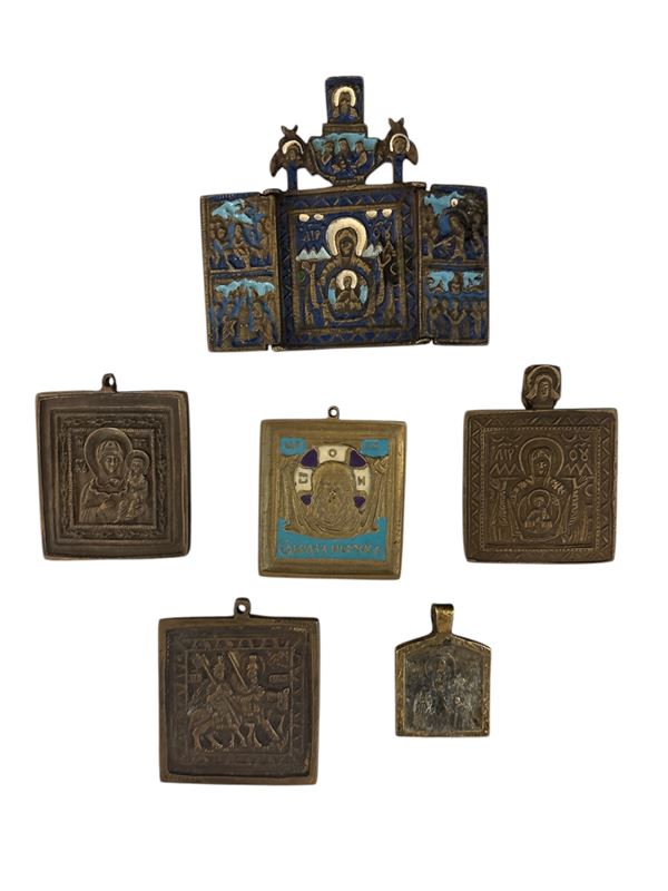 Sei piccole icone da viaggio  (Russia - XIX - XX secolo)  - Asta Art Décor -  Web Only - DAMS Casa d'Aste