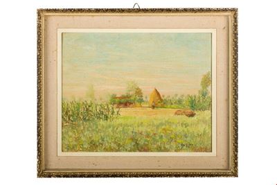 Paesaggio Campestre con Casa e Contadino