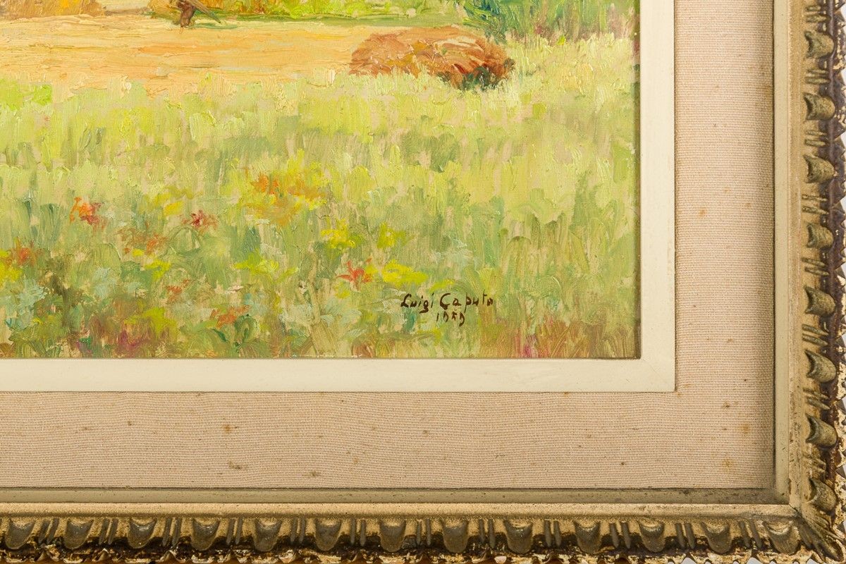 Luigi Caputo - Paesaggio Campestre con Casa e Contadino