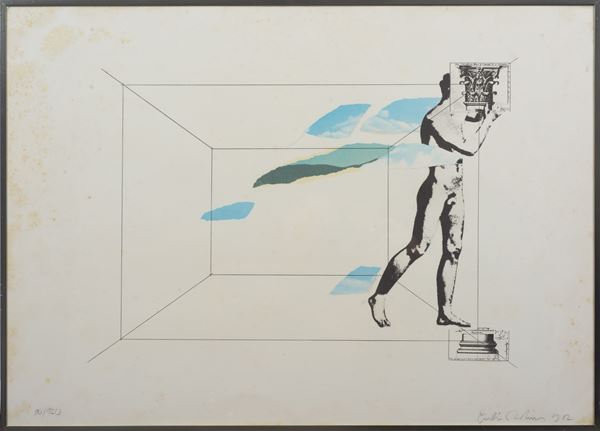 Giulio Paolini : Cariatide  (1982)  - litografia a colori - Asta Multipli d'autore & Affordable art del XX secolo - DAMS Casa d'Aste