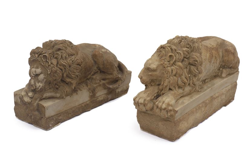Coppia di sculture Raffiguranti Leoni
