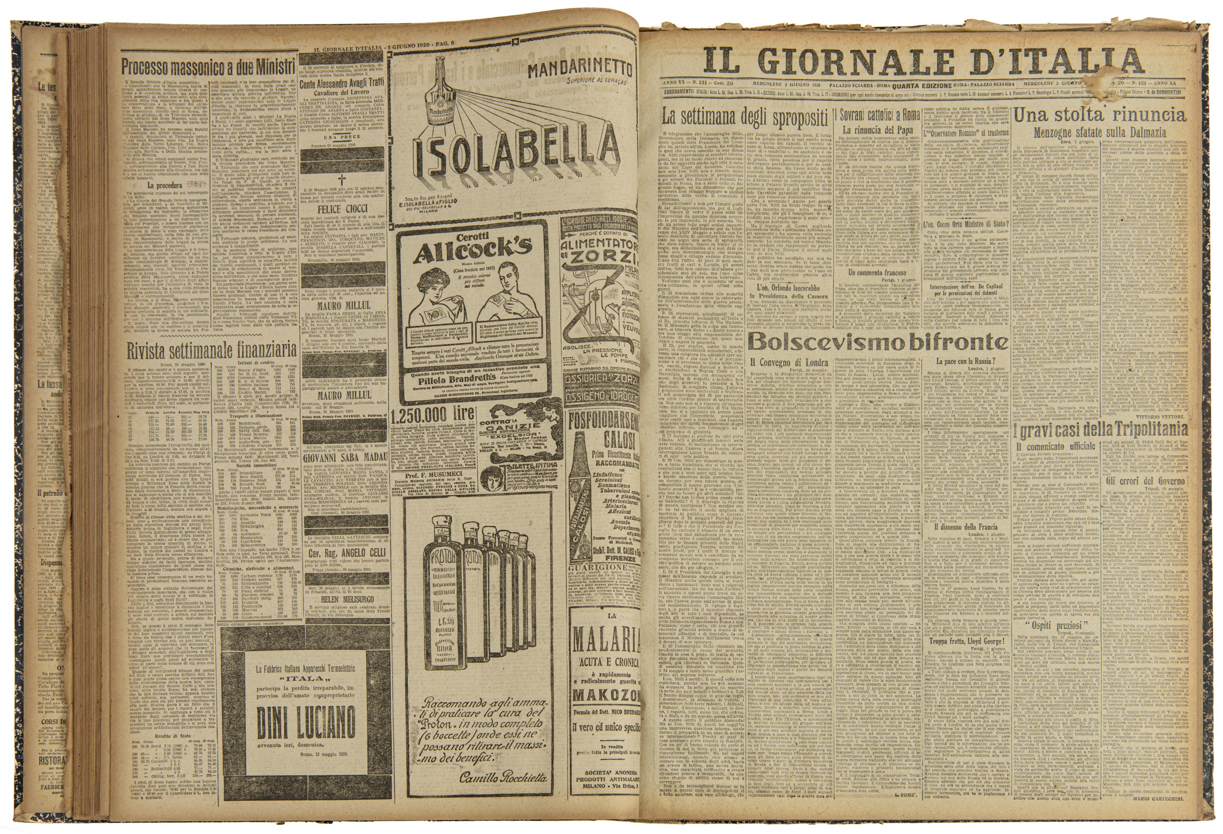 Il Giornale D'italia - Raccolta dal 1 Aprile al 30 Giugno 1920
