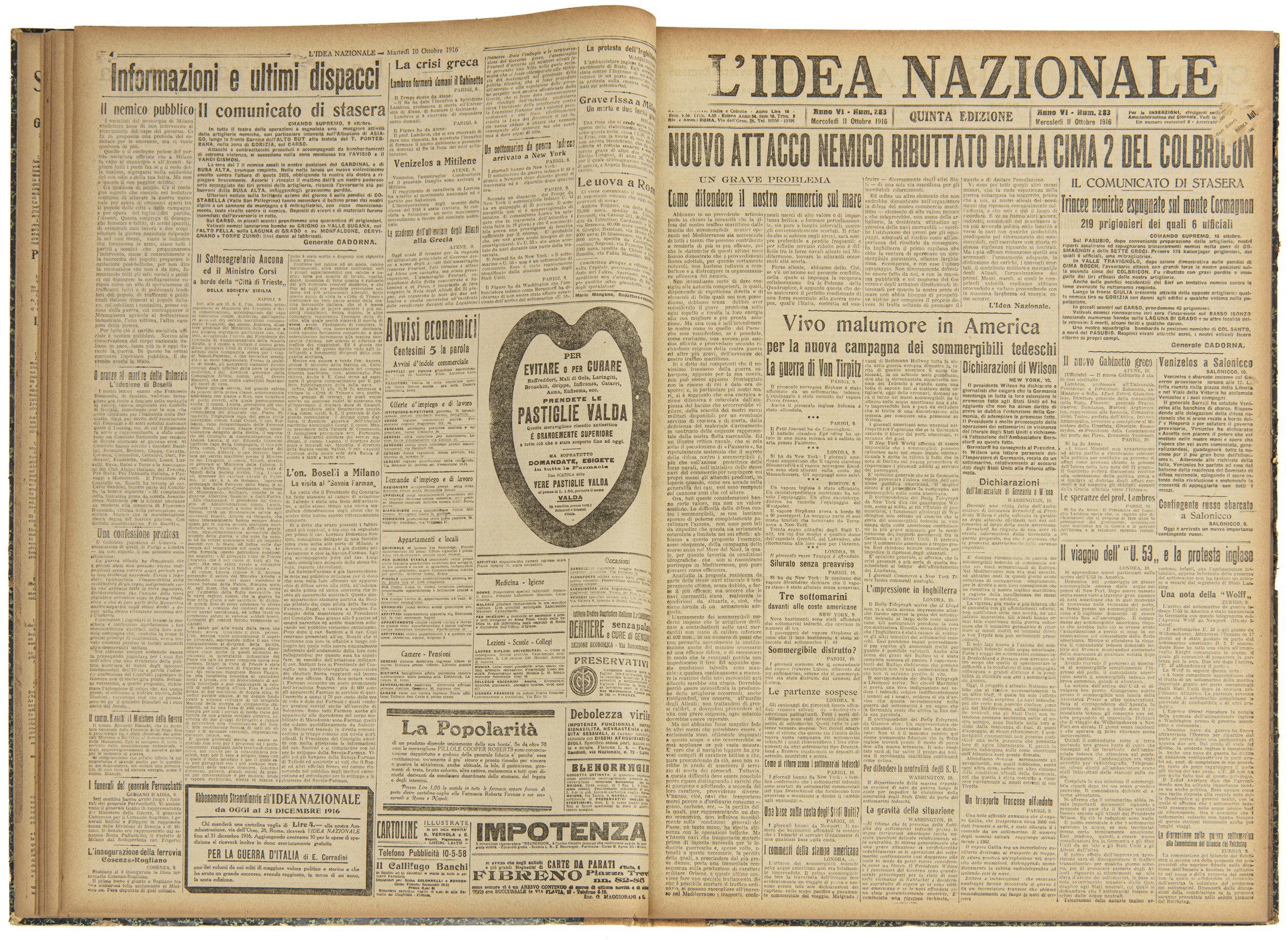 L'idea Nazionale - Raccolta dal 1 Ottobre 1916 al 31 Dicembre 1916
