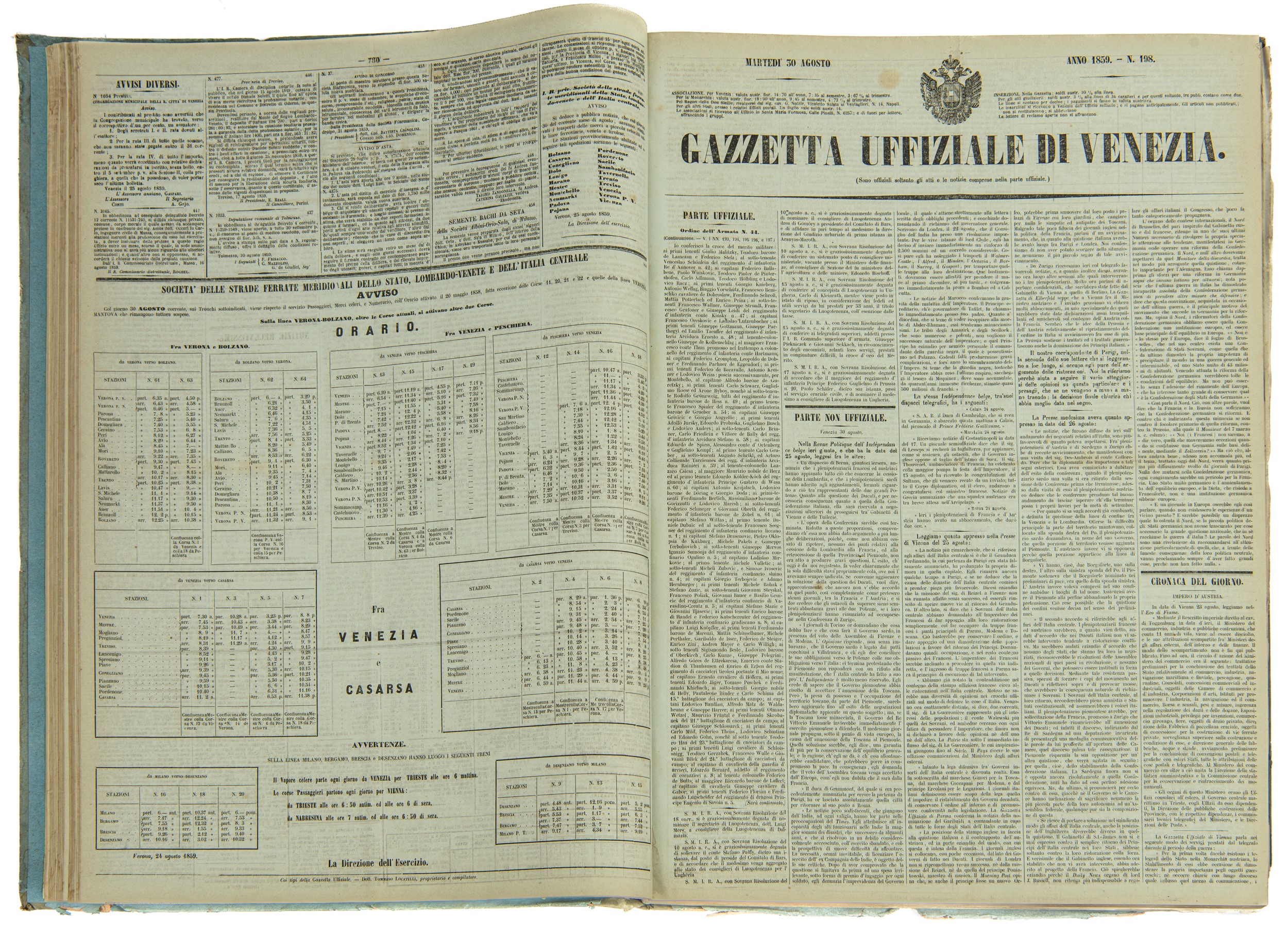 Gazzetta Uffiziale di Venezia - Raccolta dal 1 Luglio al 31 Dicembre 1859