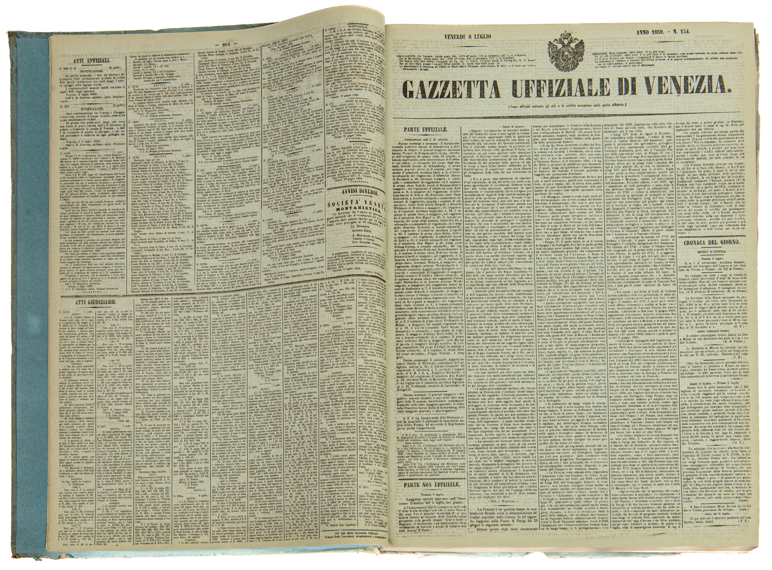 Gazzetta Uffiziale di Venezia - Raccolta dal 1 Luglio al 31 Dicembre 1859
