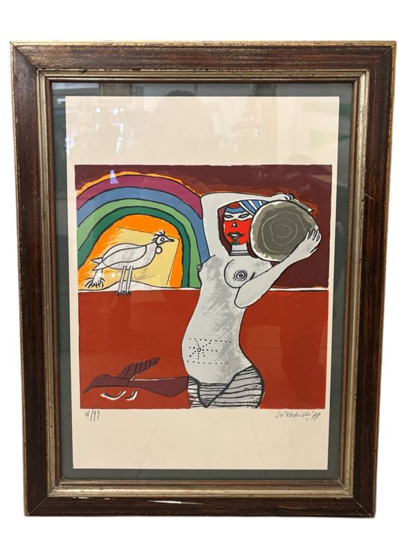 Guillaume Cornelis Van Beverloo Corneille : "Femme et oiseau"  (1977)  - litografia - Auction Affordable art of the 20th century - DAMS Casa d'Aste