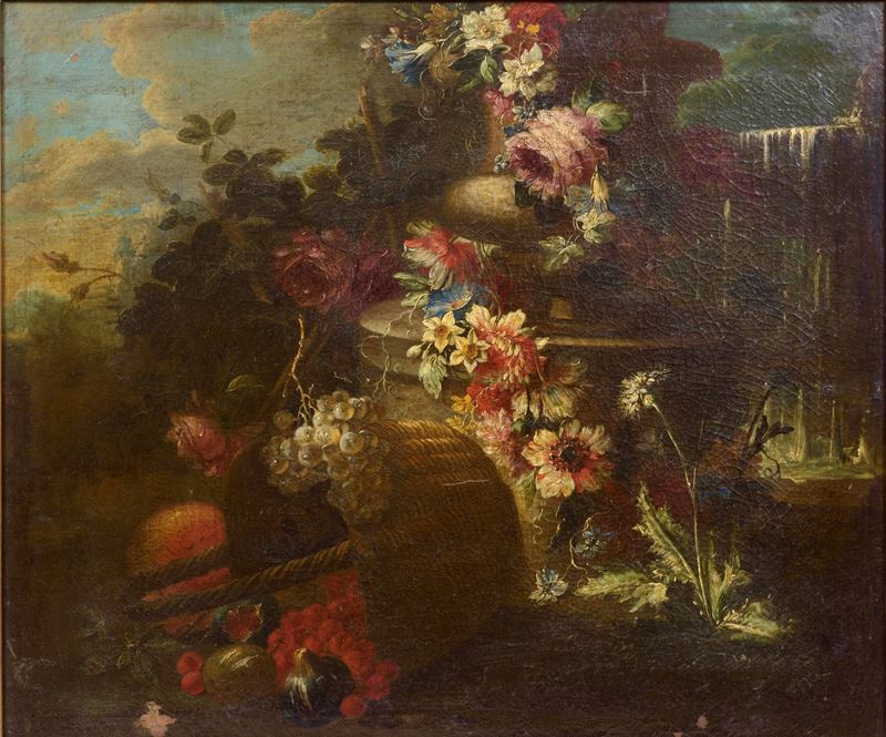 Fiori e frutta in un giardino